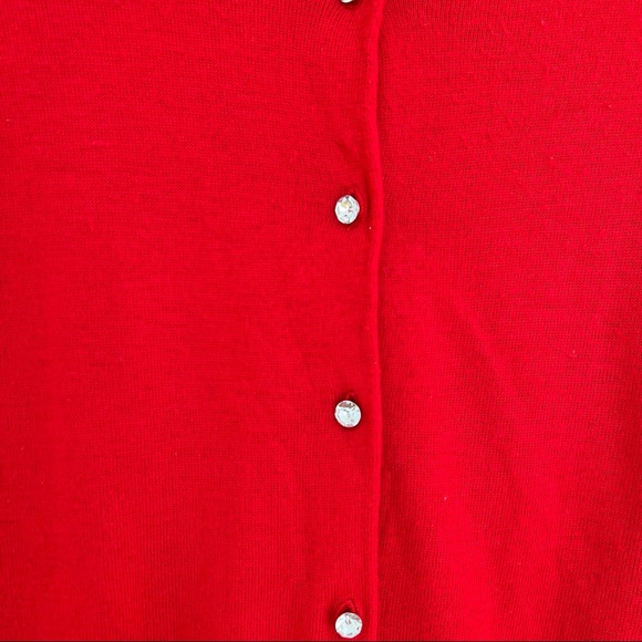 Express Red Rhinestone Button Cardigan - Picture 3 of 5